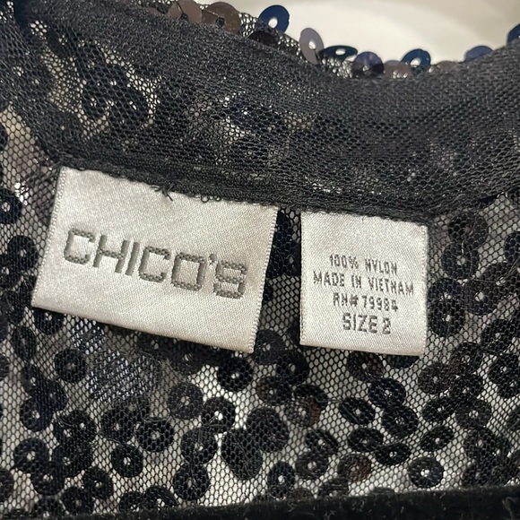 Black Chico’s size 2 Sequined Jacket. ( Chico’s size 2 is same as 12/14. - Picture 3 of 6